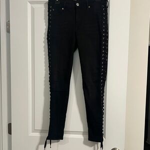 True Religion Black Lace-Up Skinny Jeans